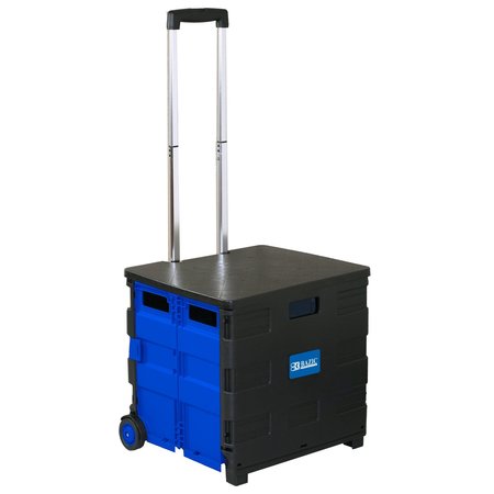 Bazic BAZIC® Folding Cart on Wheels w/Lid Cover, 16 x 18 x 15in, Black/Blue 2197